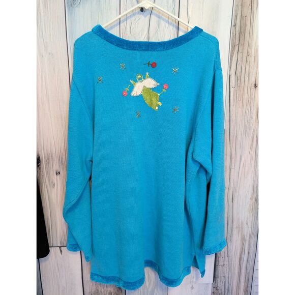 Quacker Factory Plus Size Knit Sweater Size 1X Nativity Scene Christmas Novelty - Picture 4 of 5